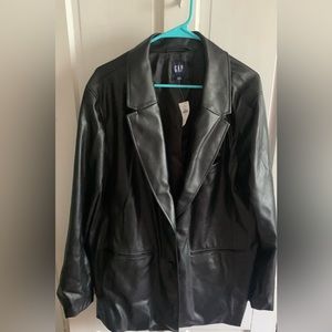Gap Black Faux Leather Blazer (XXL)